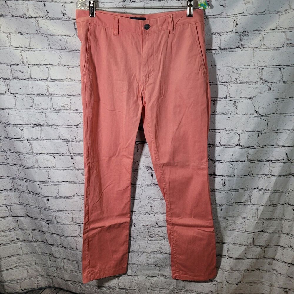 TAYLRD Chino Pants Mens 31x30 Coral Pink Excellent Slim Fit Stretch Twill Casual